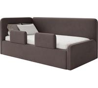 Selsey Fanko – Lit enfant 90x200 cm avec barrière de sécurité, tête de lit à gauche, velours, marron