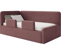 Selsey Fanko – Lit enfant 90x200 cm avec barrière de sécurité, tête de lit à gauche, velours, rose