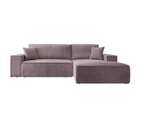 Selsey FARESE New - Canapé d'angle - 267 cm - en L avec Coffre de Rangement Canapé Droit en Velours côtelé Rose