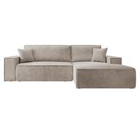 Selsey FARESE New - Canapé d'angle - 267 cm - en L avec Coffre de Rangement canapé Droit en Velours côtelé Beige
