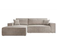 Selsey FARESE New - Canapé d'angle - 267 cm - en L avec Coffre de Rangement Velours côtelé Beige côté Gauche