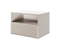 Selsey Hängender Nachttisch Chocolated, Sandbeige Schlafzimmermöbel, Geräuschlose Schublade mit Push,to,Open, Hochwertige Laminierte Spanplatte & MDF,Fronten, Moderne Wandmontage, 54x36x39 cm