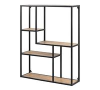 Selsey KRAPINA - Bibliothèque asymétrique/Étagère de Rangement - 75 cm - chêne/Noir - 5 tablettes de différente Taille - Style Industriel