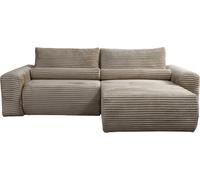 Selsey Leo - Canapé d'angle réversible avec housse en velours côtelé et fonction sommeil, beige foncé