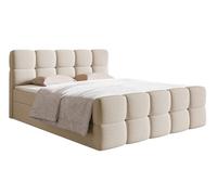Selsey Lit à sommier tapissier Double 180 x 200 cm avec 2 tiroirs de lit Surmatelas Bonell Matelas Dureté H2 H3 Boucle Tissu indéchirable Gris Clair Cloudy