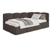 SELSEY - Lit ado CLOUDY - avec matelas & coffre - Chenille - Marron - Tête de lit à droite - 120x200 cm