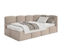 Lit ado 90x200 - CLOUDY - tête de lit à droite - velours Beige
