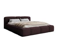 SELSEY - Lit coffre BOWIA - Peluche - Bourgogne - 180x200 cm