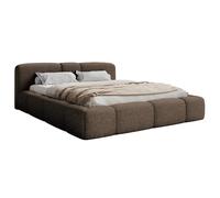 SELSEY - Lit coffre BOWIA - Peluche - Marron clair - 160x200 cm