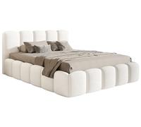 Selsey Lit Double Capitonné pour Adultes 180 x 200 cm Cadre De Lit Rembourré Sommier À Lattes en Métal avec Rangement Tissu Bou atch Me Crémeux Cloudy II