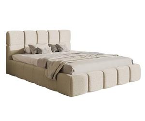 Selsey Lit Double Rembourré pour Adultes 140 x 200 cm Cadre De Lit Capitonné Sommier À Lattes en Bois Chambre À Coucher Gris Clair Cloudy