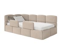 SELSEY - Lit enfant CLOUDY - avec matelas & coffre - Chenille - Beige - Tête de lit à gauche - 120x200 cm