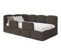 SELSEY - Lit enfant CLOUDY - avec matelas & coffre - Chenille - Marron - Tête de lit à gauche - 120x200 cm