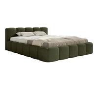 SELSEY - Lit rembourré avec coffre CLOUDY LOW - Chenille - Vert olive - 120x200 cm