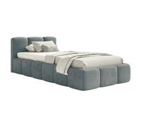 SELSEY - Lit rembourré avec coffre CLOUDY LOW - Velours - Gris - 90x200 cm