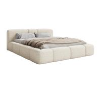 SELSEY - Lit rembourré BOWIA - Peluche - Beige clair - 140x200 cm