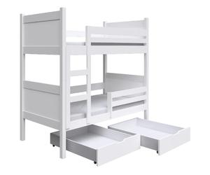 SELSEY - Lit superposé avec matelas Frello - 80x180 cm - Blanc