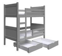 SELSEY - Lit superposé avec matelas Frello - 80x180 cm - Gris