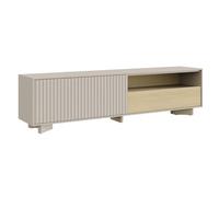 SELSEY - Meuble TV DISTRIA - 175 cm - gris cachemire / effet chêne