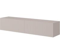 Selsey Meuble TV Armoire De Télévision 140 cm Suspendu Façade Fraisée Beige Gris Veldio