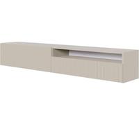 Selsey Meuble TV Armoire De Télévision 175 cm Suspendu Façade Fraisée Compartiment Ouvert Beige Gris Veldio
