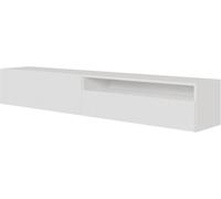 Selsey Meuble TV Armoire De Télévision 175 cm Suspendu Façade Fraisée Compartiment Ouvert Blanc Veldio