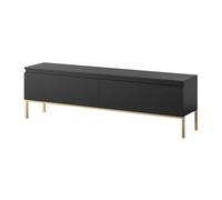 Selsey Meuble TV Armoire De Télévision 2 Portes 150 cm sur Pieds Doré Salle De Séjour Chambre À Coucher Noir Bemmi