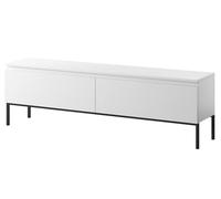 Selsey Meuble TV Armoire De Télévision 2 Portes 150 cm sur Pieds Noir Salle De Séjour Chambre À Coucher Blanc Bemmi