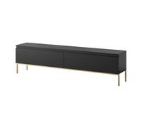 Selsey Meuble TV Armoire De Télévision 2 Portes 175 cm sur Pieds Doré Salle De Séjour Chambre À Coucher Noir Bemmi