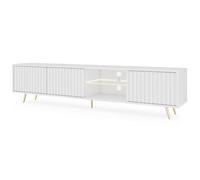 SELSEY - Meuble TV BELLO - 175 cm - blanc avec pieds dorés