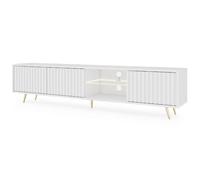 SELSEY - Meuble TV BELLO - 175 cm - blanc avec pieds dorés