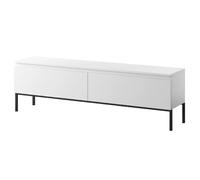 Selsey Meuble TV Armoire De Télévision 2 Portes 150 cm sur Pieds Noir Salle De Séjour Chambre À Coucher Blanc Bemmi