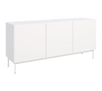 Selsey Meuble TV haute 160 cm 3 portes blanc | Système Push to Open sans poignées, pieds métal peints, sangle antibasculement fournie, Selsey Design