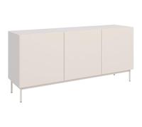 Selsey Meuble TV haute 160 cm 3 portes grège | Système Push to Open sans poignées, pieds métal peints, sangle antibasculement fournie, Selsey Design