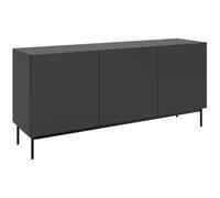 Selsey Meuble TV haute 160 cm 3 portes noir | Système Push to Open sans poignées, pieds métal peints, sangle antibasculement fournie, Selsey Design
