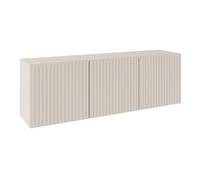 Meuble TV bas 3 portes avec façades à lamelles rainurées - SUNDS - 150 cm - beige cachemire