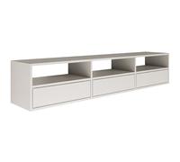 Selsey Meuble TV Suspendu 150 cm Blanc 3 Abattants & Niches Ouvertes Design Moderne & Fonctionnel pour Intérieur Contemporain
