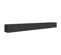 Selsey Meuble TV Suspendu 300 cm Noir Mat Design Moderne - Rangement à 6 Compartiments Façade Rainurée Idéal Déco Élégante et Contemporaine Salon/Chambre Panneau Laminé/MDF Solide