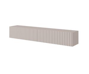 Selsey Meuble TV Suspendu Armoire De Télévision 138,6 cm À Lamelles Gris Beige Telire