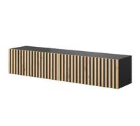 Selsey Meuble TV Suspendu Armoire De Télévision 138,6 cm À Lamelles Noir Telire