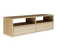 Selsey Meuble TV Suspendu Bois 100 cm Finition Aspect chêne Design Minimaliste et Fonctionnel Idéal pour Intérieurs Modernes 2 Abattants et Niches Ouvertes