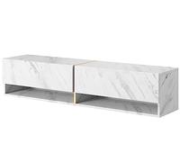 Selsey MIRRGO - Meuble TV 140 cm marbre Blanc avec Insert d'or