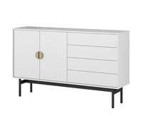 Selsey Stoon Commode de Rangement, à 2 Portes, 4 tiroirs, avec système Push to Open, 154 cm, Blanche