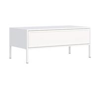 Selsey Table Basse 100 x 50 x 40 cm, avec tiroir, Blanc, Push to Open | façade fraisée effet 3D, Push to Open sans poignée, glissières à billes GTV, pieds métalliques fins et hauts