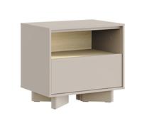Selsey Table de Chevet 50 cm Cachemire Chêne Vicenza - Chevet de lit Moderne avec tiroir et Niche Ouverte, Table de Nuit Beige pour Chambre Adulte, Style scandinave