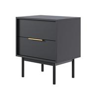 Selsey Table De Chevet avec 2 Tiroirs Table D’Appoint sur Pieds en Bois 54 cm Table De Nuit Noire Viviaro