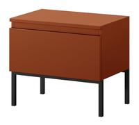Selsey Table De Chevet avec Tiroir 43 x 49 cm Table De Nuit sur Pieds Noirs pour Salon Chambre Bureau Brique Bemmi