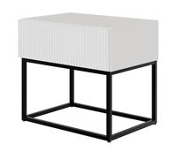 Table de chevet - VELDIO - 50 cm blanc avec pieds noirs