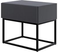 Table de chevet - VELDIO - 50 cm - noir avec pieds noirs
