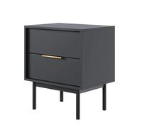 Selsey Table De Chevet avec 2 Tiroirs Table D’Appoint sur Pieds en Bois 54 cm Table De Nuit Noire Viviaro